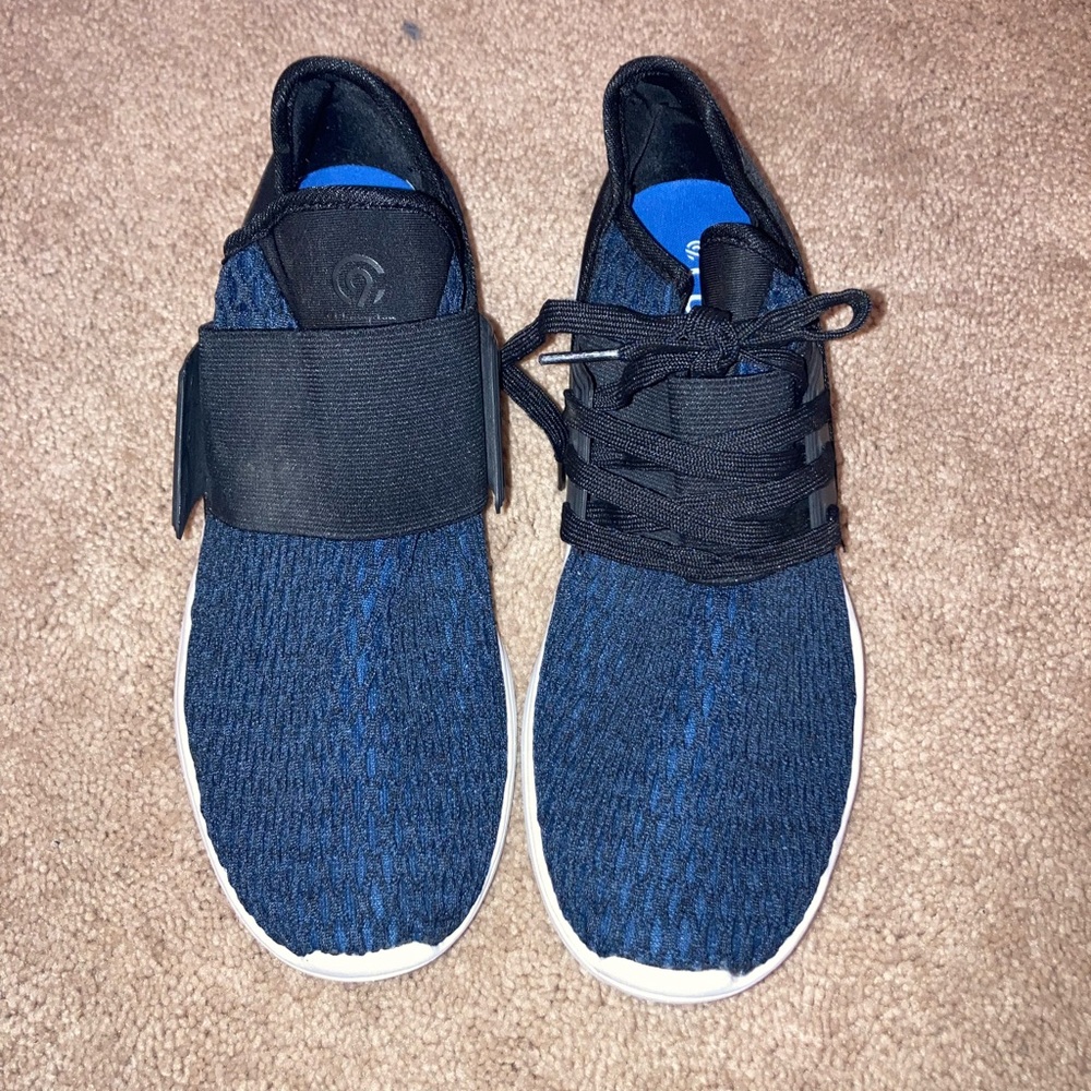 Womens Blue Modern Knitted Fabric Athletic Sneakers Size 8 1/2 1 Lace Missing